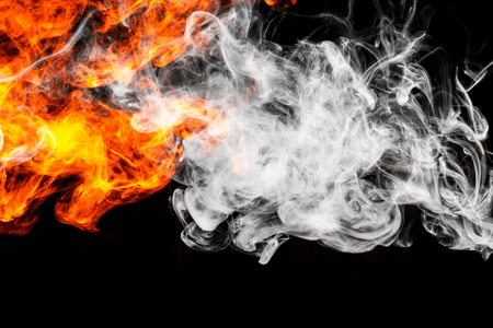 Fire flames background.  Background of smoke vapeの写真素材