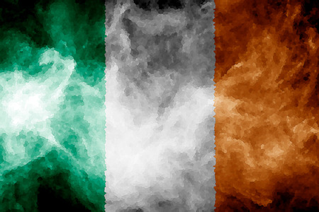 National flag of Ireland from thick colored smoke on a black isolated backgroundの写真素材