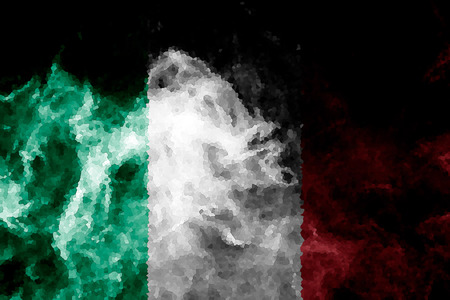 National flag of Italy from thick colored smoke on a black isolated backgroundの写真素材