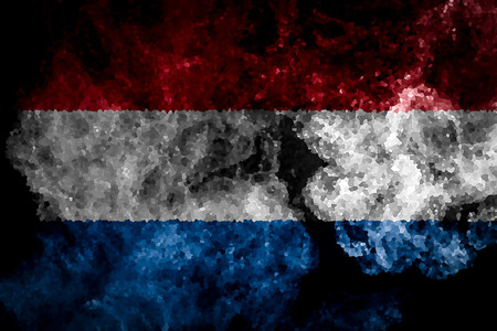 National flag of Netherlands from thick colored smoke on a black isolated backgroundの写真素材