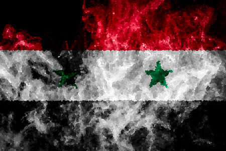 National flag of Syria from thick colored smoke on a black isolated backgroundの写真素材