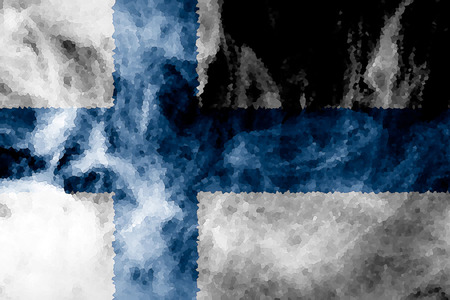 National flag of Finland from thick colored smoke on a black isolated backgroundの写真素材
