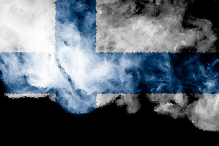 National flag of Finland from thick colored smoke on a black isolated backgroundの写真素材