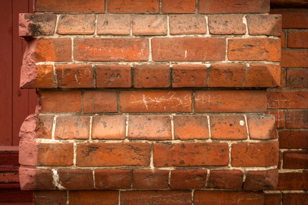 Red brick wall  with stripes of different colors, texture grunge background
