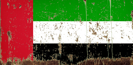 National flag of United Arab Emirates on rusty metal textureの写真素材
