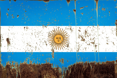 National flag of Argentina on rusty metal textureの写真素材
