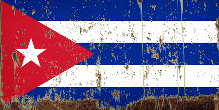 National flag of Cuba on rusty metal textureの写真素材