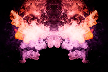Fantasy print for clothes: t-shirts, sweatshirts.  Colorful pink and red smoke in the form of a...