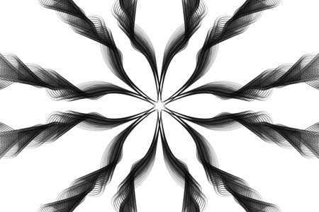 Abstract motion graphics with colored black spirals and fractals on a white background . Parametric movement. Abstract futuristic space background.の写真素材