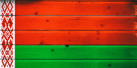 National flag of  Belarus  on a  wooden backgroundの写真素材
