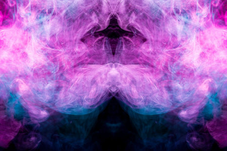 Fantasy print for clothes: t-shirts, sweatshirts.  Colorful pink and blue smoke in the form of a...
