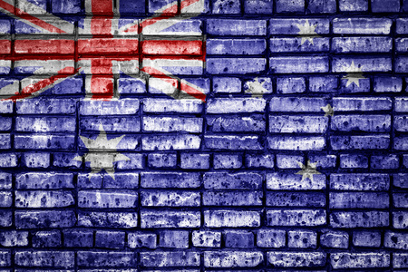 National flag of Australia on a brick background. Concept image for Australia: language , people and culture.の写真素材