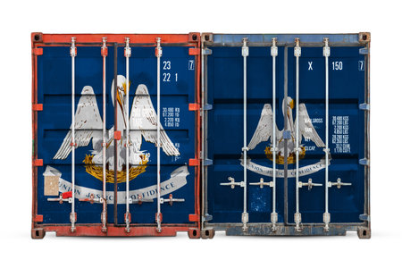 Close-up of the container with the national flag of Louisiana state. The concept of  Louisiana state...