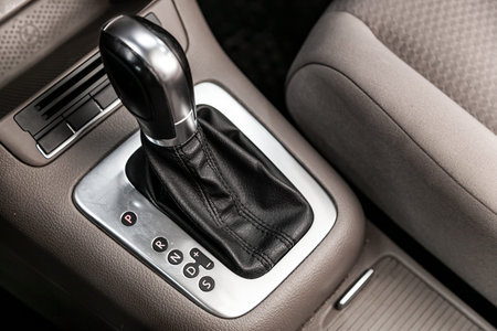 Automatic gear stick inside modern car.  automatic transmission gear of car , car interior