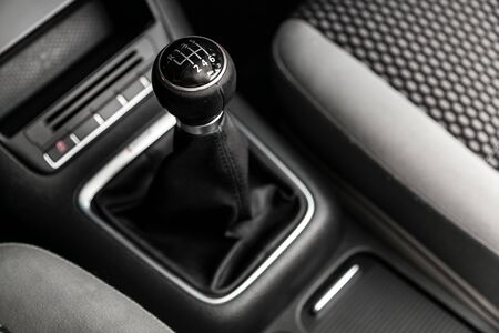Automatic gear stick inside modern car.  automatic transmission gear of car , car interior , soft focusの写真素材