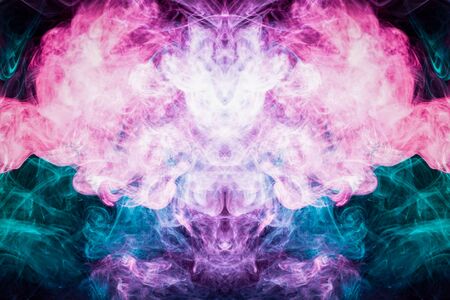 Pattern, Neon pink, blue  and  purple smoke in the  on a dark isolated background. Background from the smoke of vapeの写真素材