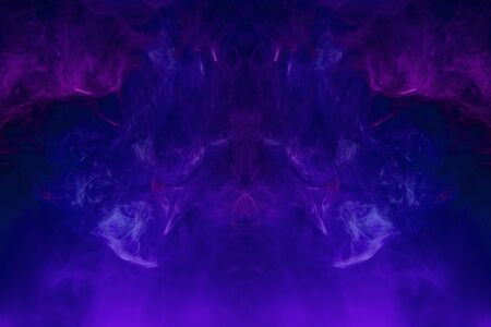 Pattern, Neon pink, blue  and  purple smoke in the  on a dark isolated background. Background from the smoke of vapeの写真素材