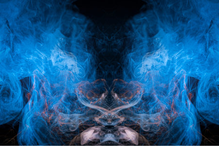 Pattern, Neon pink, blue  and  purple smoke in the  on a dark isolated background. Background from...