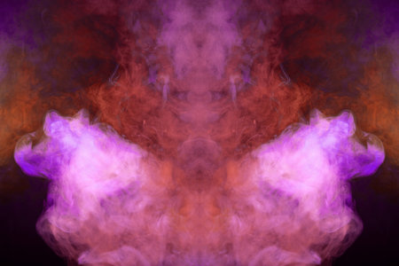 Fantasy print for clothes: t-shirts, sweatshirts.  Colorful pink, yellow and orange  smoke in the...