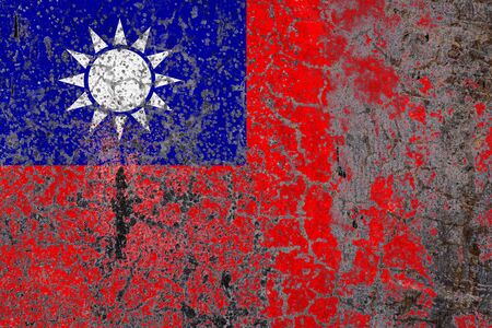 National flag of Taiwan
on old peeling wall background.The concept of national pride and symbol of the country.の写真素材
