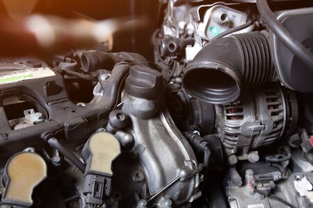 Car engine close-up. Internal combustion engine, car parts, deteyling
の写真素材