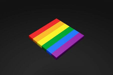 3D illustration of the stripes LGBT community flag on black background. The concept of LGBT community, pride.の写真素材