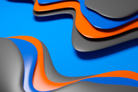3d illustration of a stereo strip of different colors. Geometric stripes similar to waves. Abstract...