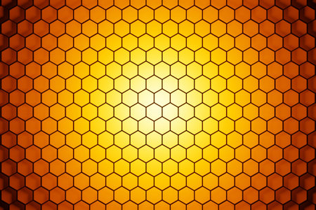 3d illustration of a yellow honeycomb monochrome honeycomb for honey. Pattern of simple geometric...