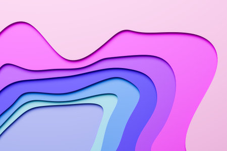 3d illustration of a stereo strip of different colors. Geometric stripes similar to waves. Abstract...