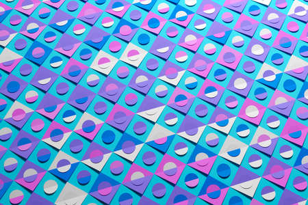 Blue and pink pattern in geometric ornamental style with squares and circles. Abstract background texture in geometric ornamental style. Flawless design. Honeycomb Pattern Floor Mosaicの写真素材