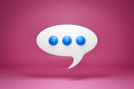 3d illustration of messages with dots in the form of a cloud with an unknown gathering on a pink background. Illustration of dialogue, chat. Symbol of negotiation and uncertaintyの写真素材