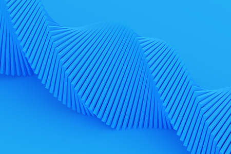 3d illustration of a stereo strip of different colors. Geometric stripes similar to waves. Simplified blue dna lineの写真素材