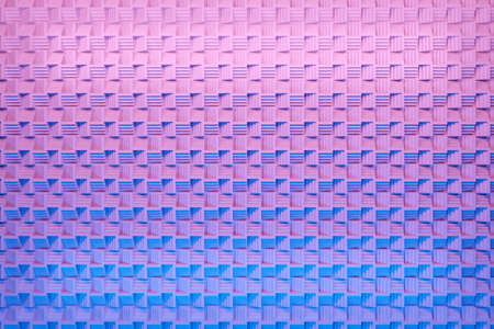 3d illustration of rows of blue and purple cubes and stripes.Parallelogram pattern. Technology geometry background. Geometric seamless pattern with fading linesの写真素材