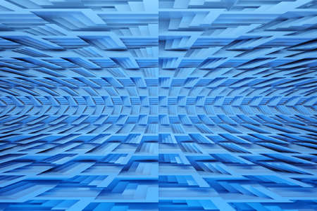 3d illustration of rows of blue cubes and stripes.Parallelogram pattern. Technology geometry background. Geometric seamless pattern with fading linesの写真素材