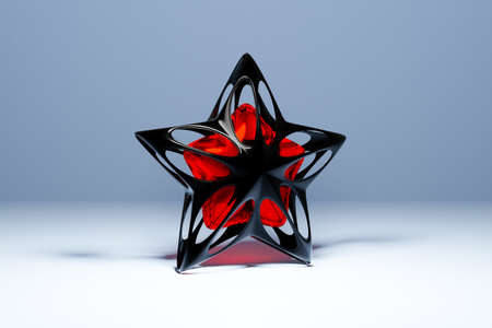 3d illustration a christmas decorative glass star on light background. Attributes of Christmas and New Year.の写真素材