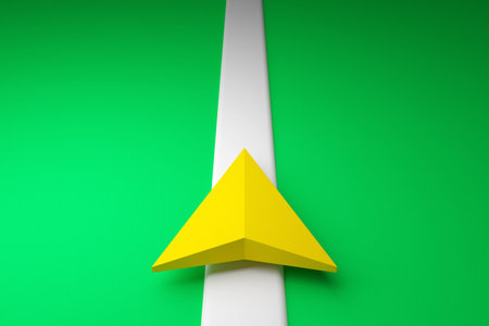 3d illustration of an icon with the direction of movement along the trajectory and navigation markersの写真素材