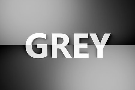 3d illustration volumetric inscription in GRAY letters on a bright gray gradient isolated background. Color symbolの写真素材