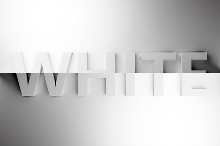 3d illustration volumetric inscription in WHITE gray letters on a bright gray gradient isolated background. Color symbolの写真素材