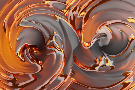 3D illustration of a abstract brown and gold background with scintillating circles and gloss....