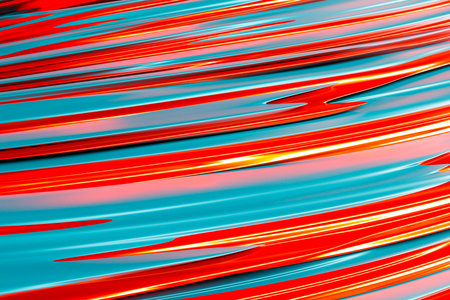 3d illustration of a stereo strip of different colors. Geometric stripes similar to waves. Abstract...