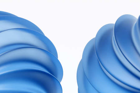 3D illustration of blue monochrome unusual shape. Simple geometric hexagonal shapes pattern, background.の写真素材