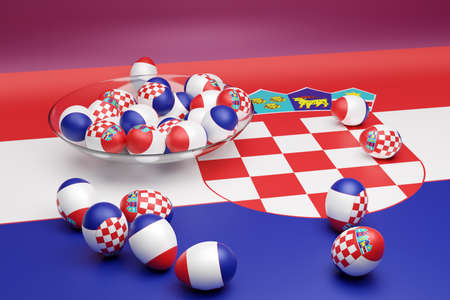 3d illustration of balls with the image of the national flag of the Croatia on an isolated background. State symbol and patrioticの写真素材