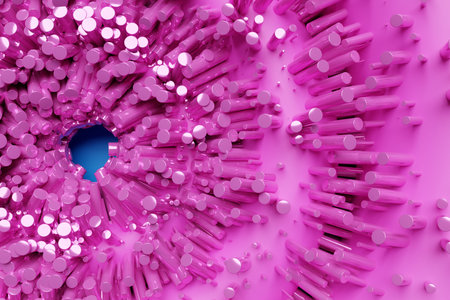 3d illustration of a abstract background, many pink cylinders. Geometric structure. 3D...