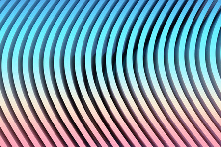 3d illustration of rows pink and blue portal, cave. Shape pattern. Technology geometry background.