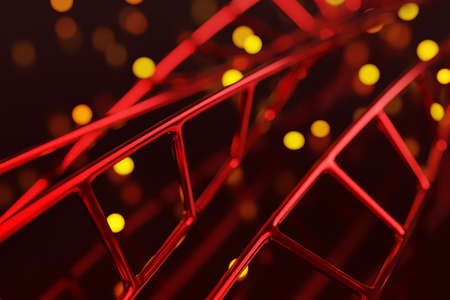 3d illustration of a abstract 3d polygonal wireframe DNA molecule. Medical science, genetic biotechnology, chemistry biology, gene cell conceptの写真素材