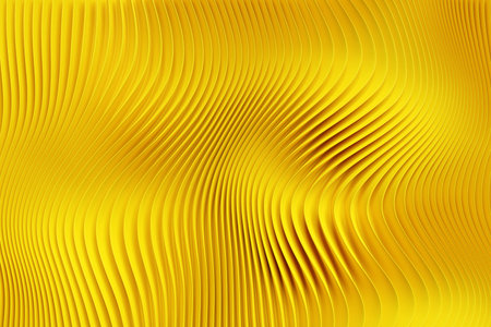 3d illustration of rows yellow portal, cave. Shape pattern. Technology geometry background.