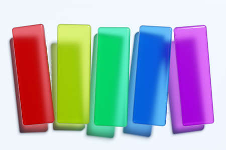 3d illustration yellow, pink, red, green and blue stripes, pattern in geometric ornamental style. Abstract geometric background, textureの写真素材