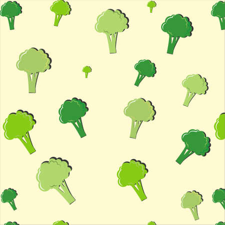 Vegetables pattern from fresh green broccoli on a beige background. creative summer vegetable concept.のイラスト素材