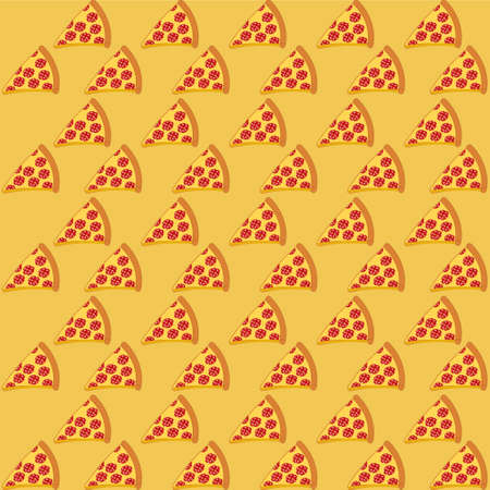 Seamless pattern of pizza slices in a graphic style for the corporate identity of the restaurant, packaging, menu design and interior decoration.のイラスト素材