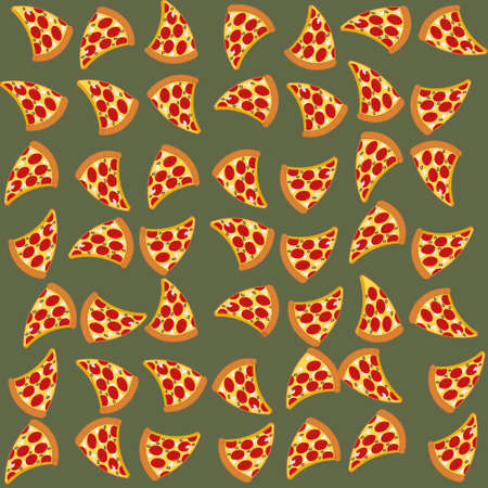 Seamless pattern of pizza slices in a graphic style for the corporate identity of the restaurant, packaging, menu design and interior decoration.のイラスト素材